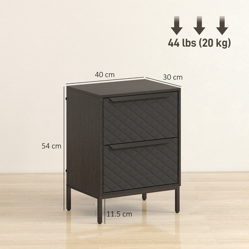 Chest of Drawers Dresser 2 Fabric Drawers Aluminium Handles Black