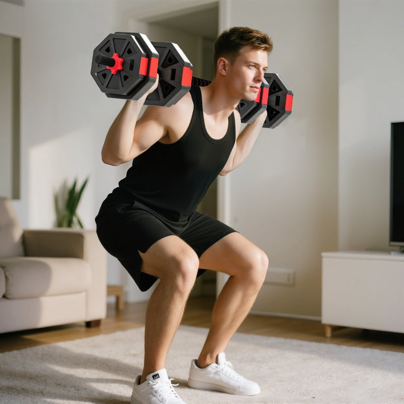 4-in-1 Dumbbell Set Adjustable 15 kg Dumbbells & Barbells