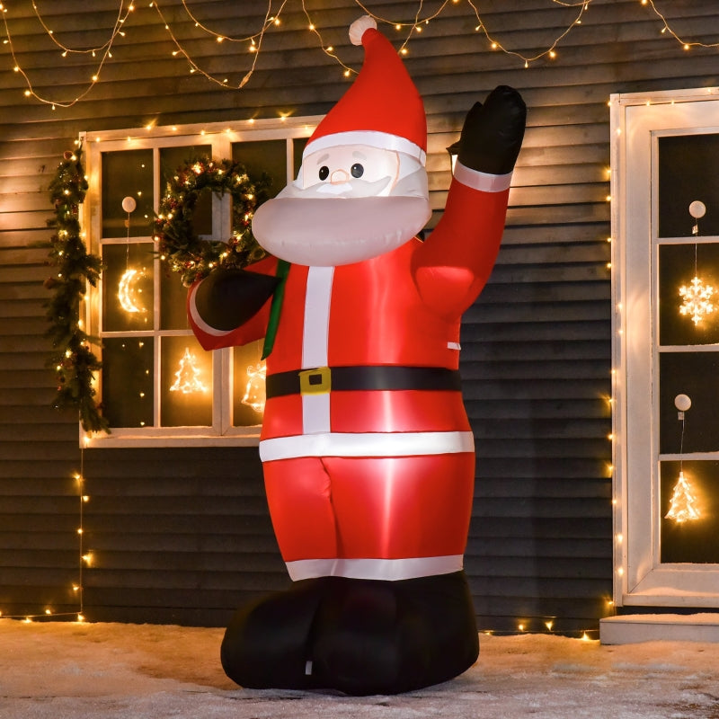 Christmas Inflatable Santa, 8ft LED Lights Indoor Outdoor Decoration, Polyester