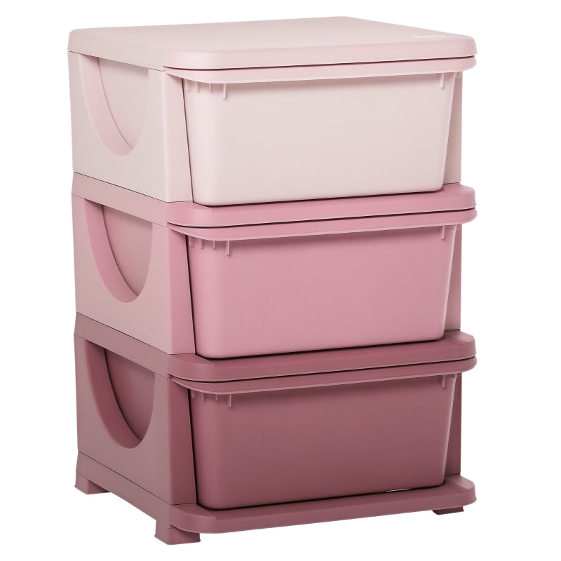 Toy Storage, 3-Tier Chest of Drawers, Pink