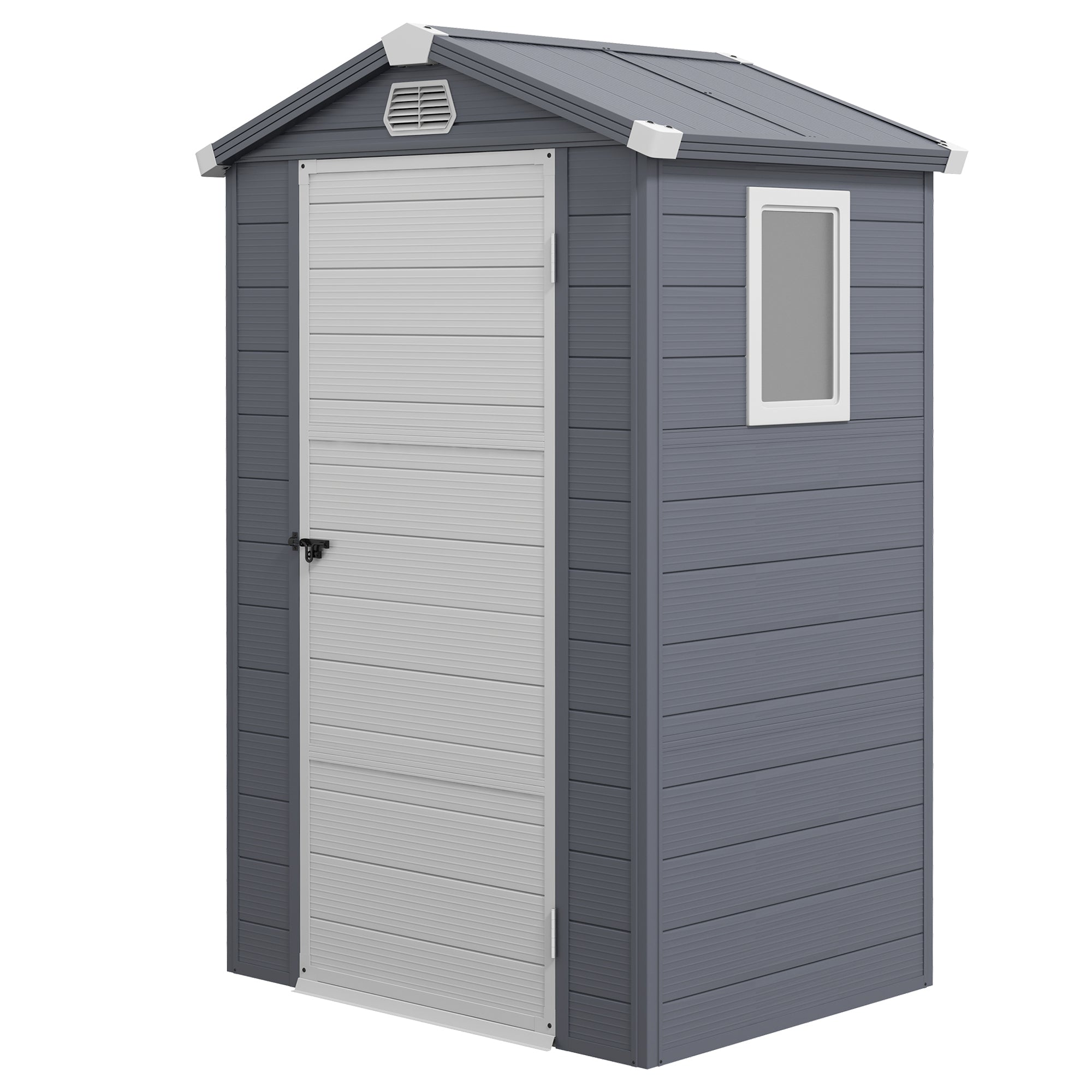 Aluminium Frame and Plastic Wall Shed, 4.4ft x 3.3ft with Foundation - Grey