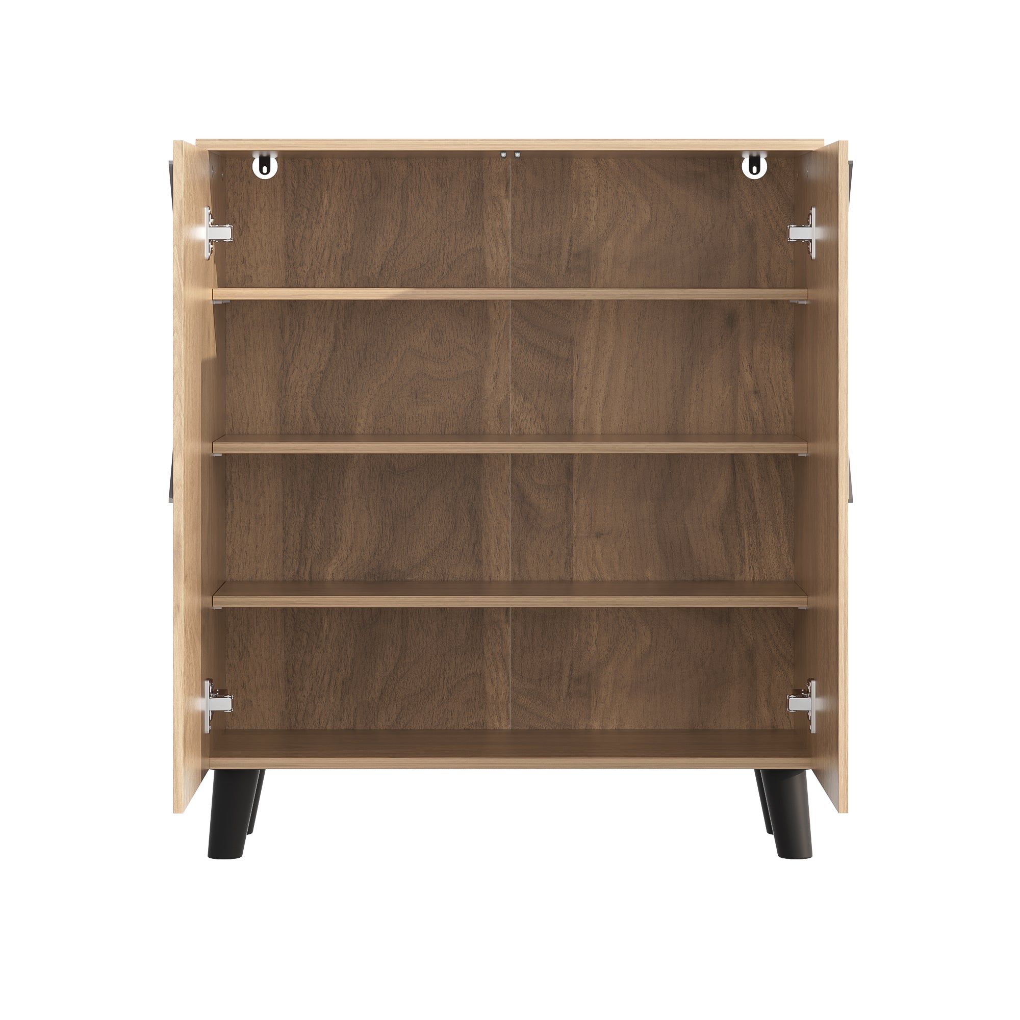 Shoe Cabinet Modern Rattan Pattern Storage 80x32x91cm