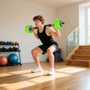 4 in 1 Dumbbell Set 20kg Adjustable Barbell Kettlebell Push-up Handles - Green