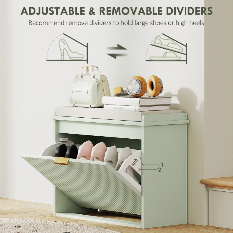 Elegant Six Shoe Bench with Top Seat - Green