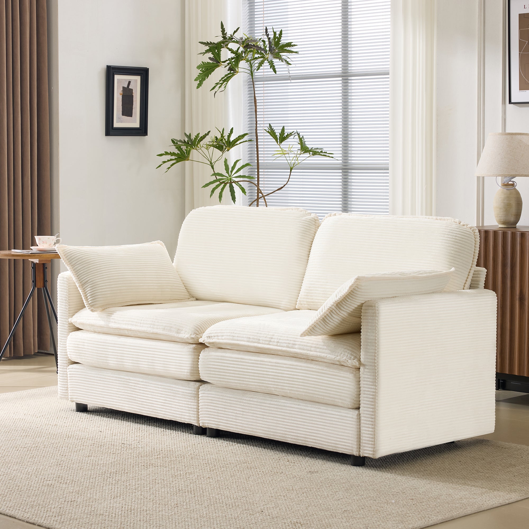 Modern Minimalist Sofa, 2-Seater Comfortable and Spacious, Living Room/Bedroom