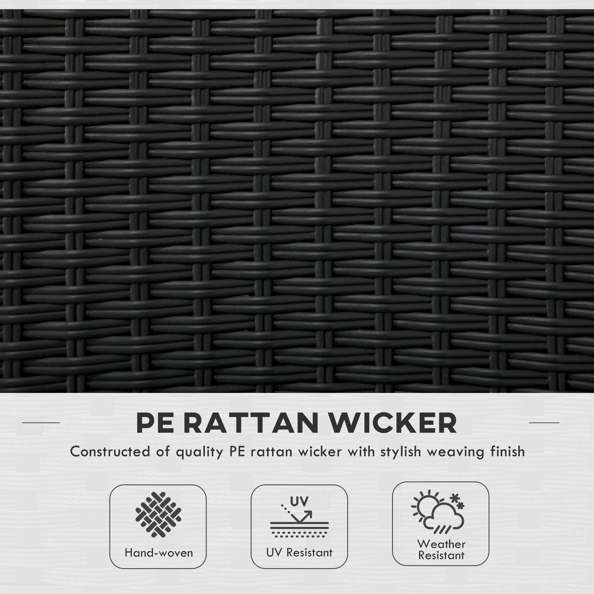 Set of Four Armless Garden Chairs Rattan - Black