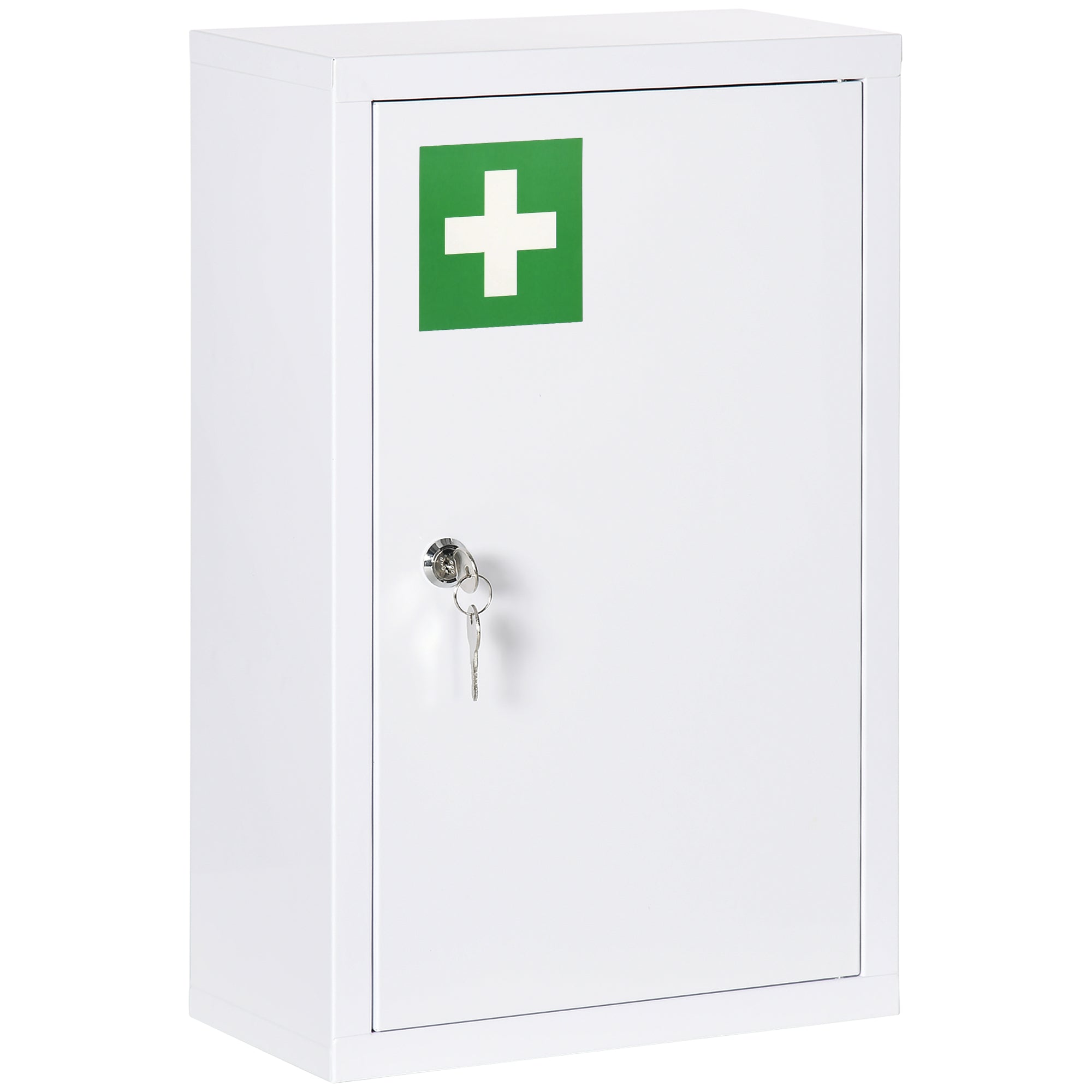kleankin Medicine Cabinet, 3 Layers, Lockable, Steel, White