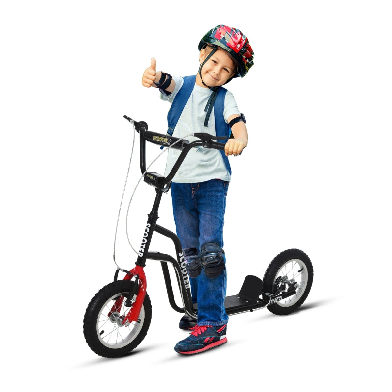 Children's scooter, adjustable handlebar pneumatic tires 12 inches, black