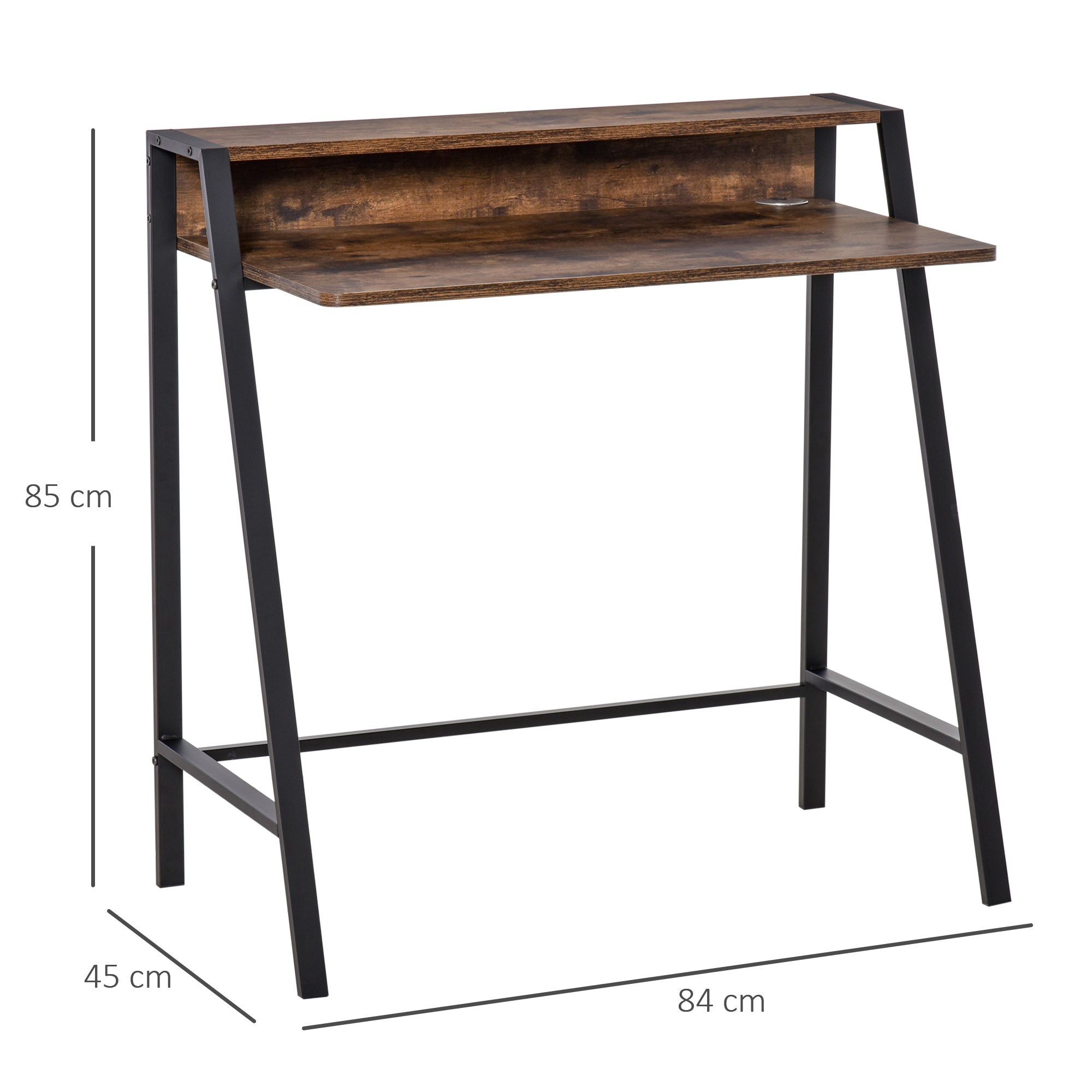Writing Desk Computer Table Storage Shelf 84L x 45W cm Rustic Brown