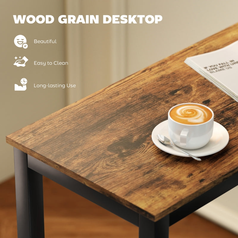 Rectangular Bar Table, Wood Effect Pub Coffee Table for Small Space, Rustic Brown