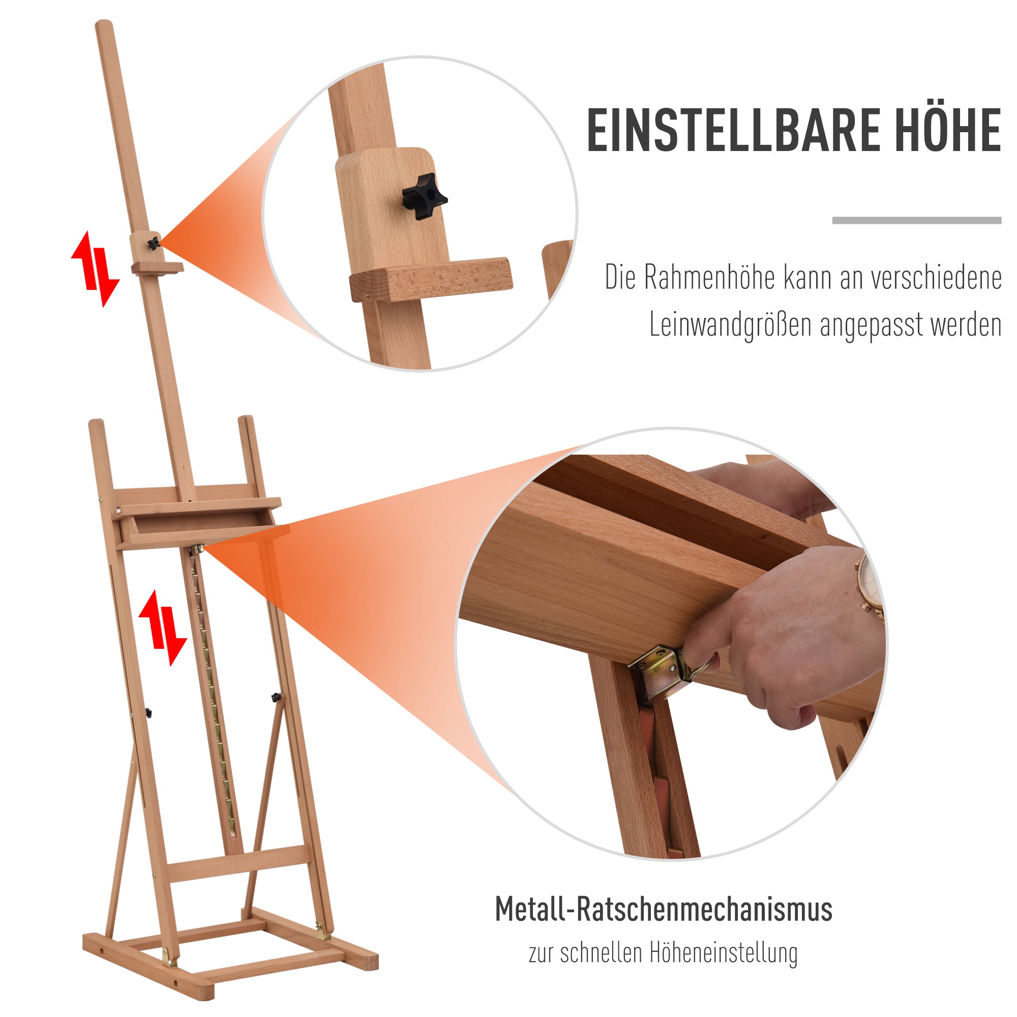 Vinsetto Easel, Adjustable with Storage, Beechwood