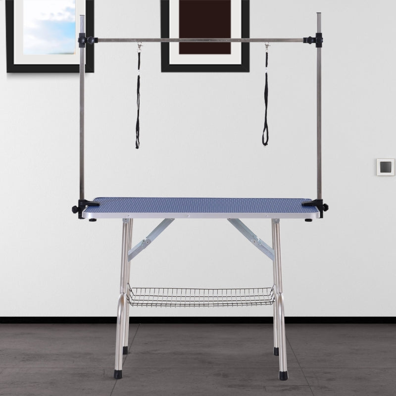 Dog Grooming Table, with Lower Basket, up to 100kg, Blue