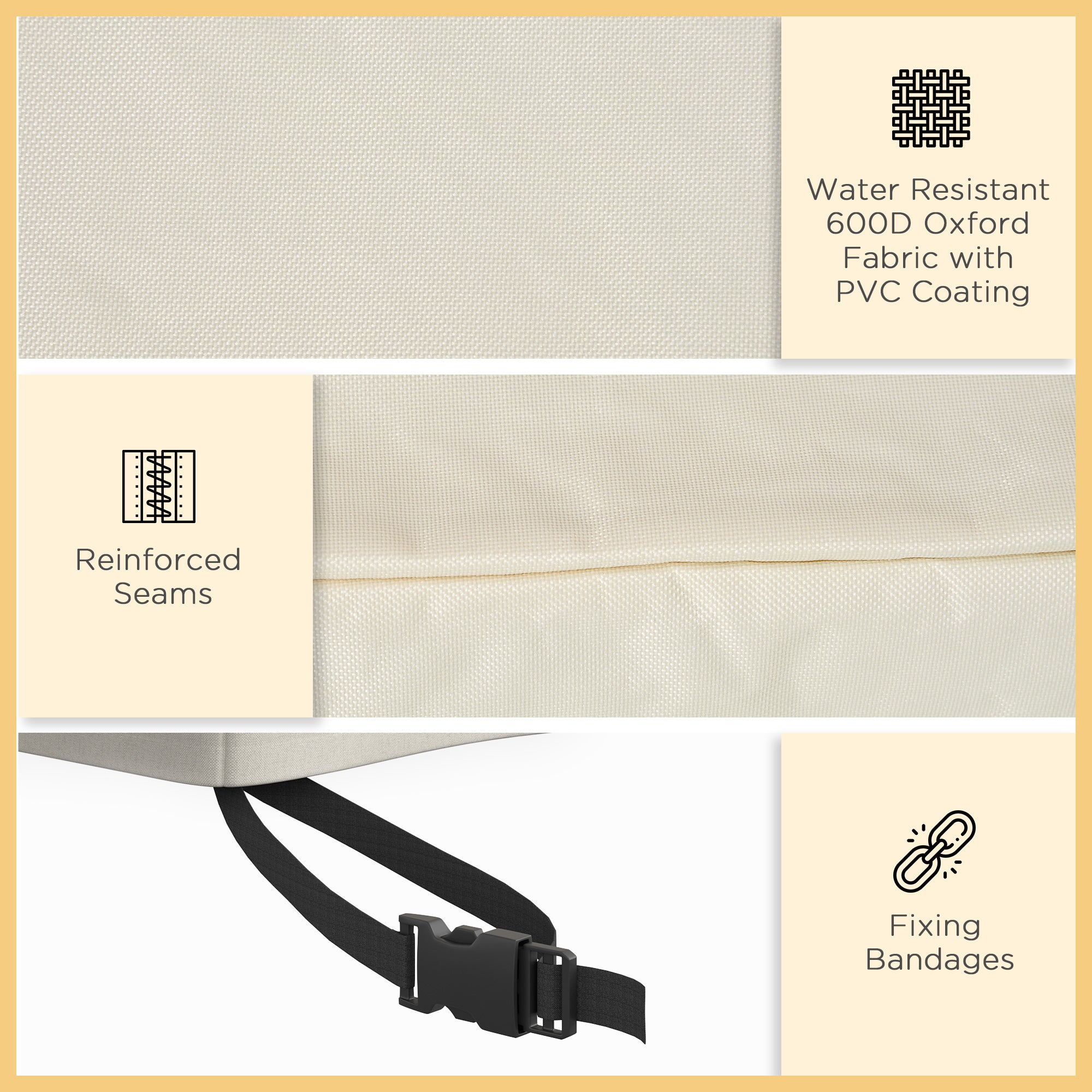 Garden Furniture Cover Waterproof 3 Seater Sofa Protector, 600D Oxford Cloth Beige