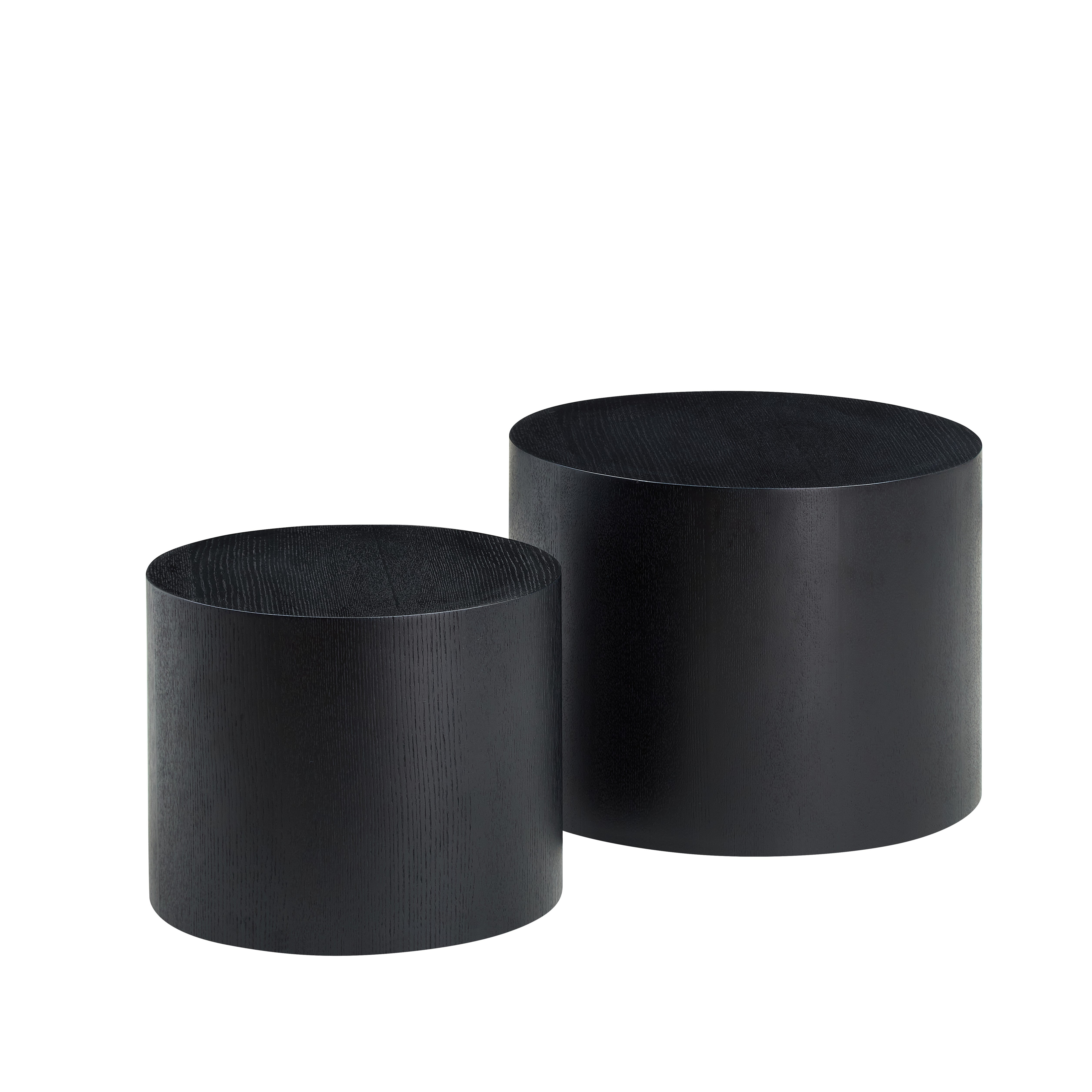 Modular Nesting Coffee Table Set of 2, Convertible and Space-Saving, Black and Oak or White Finish