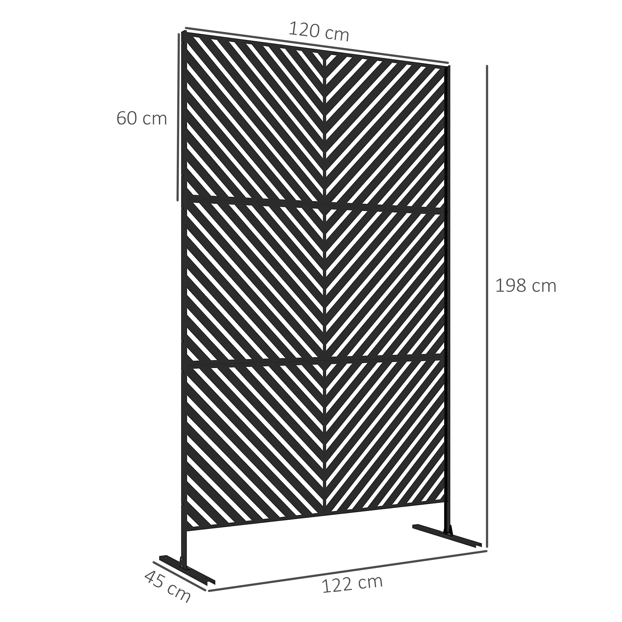 Garden Privacy Screen Room Divider 122x198cm Steel Triangular Pattern Black