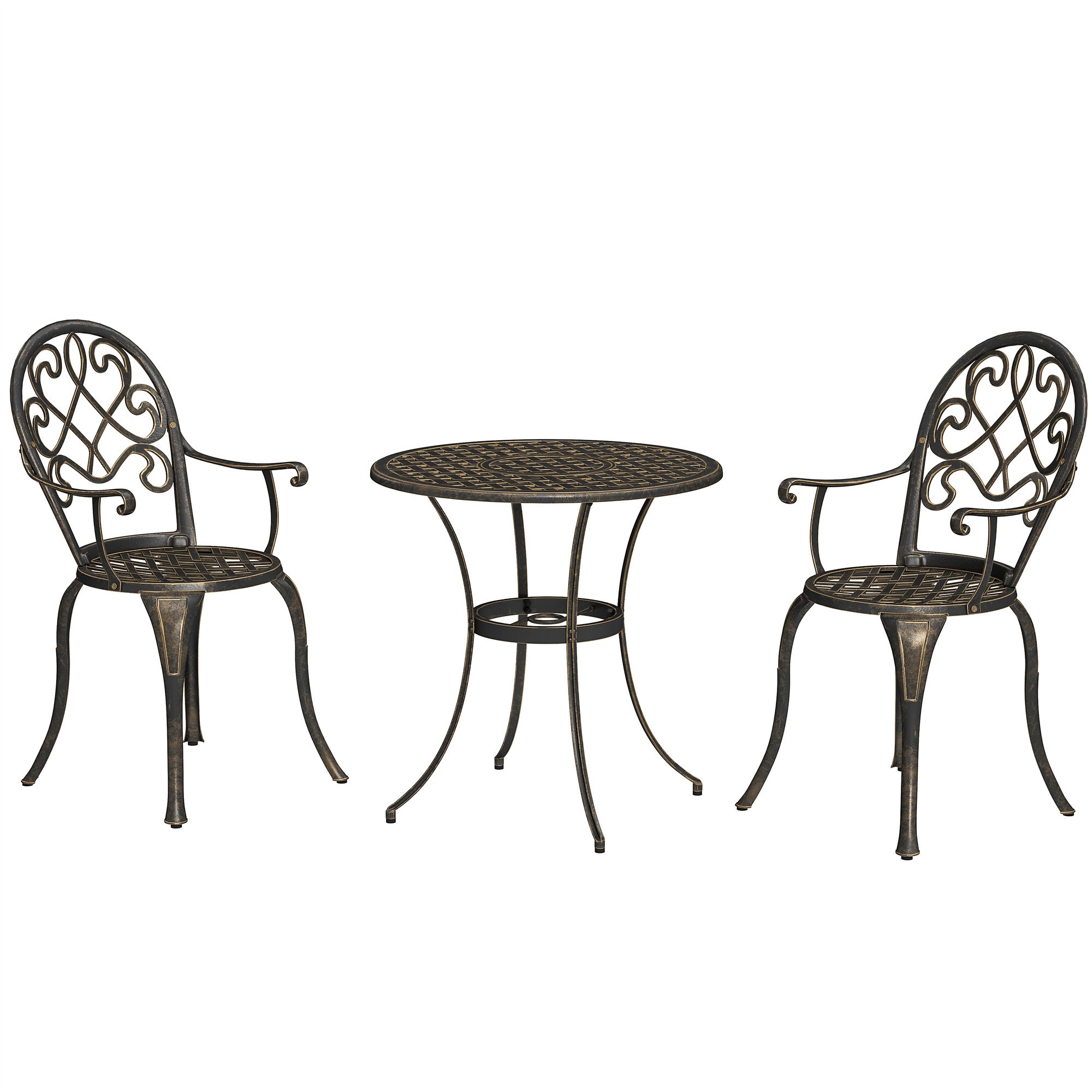 Three-Piece Garden Set, Elegant Aluminium Furniture, Bronze Tone