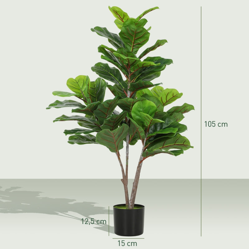 Artificial Fiddle Leaf Fig Tree 110cm, Plastic