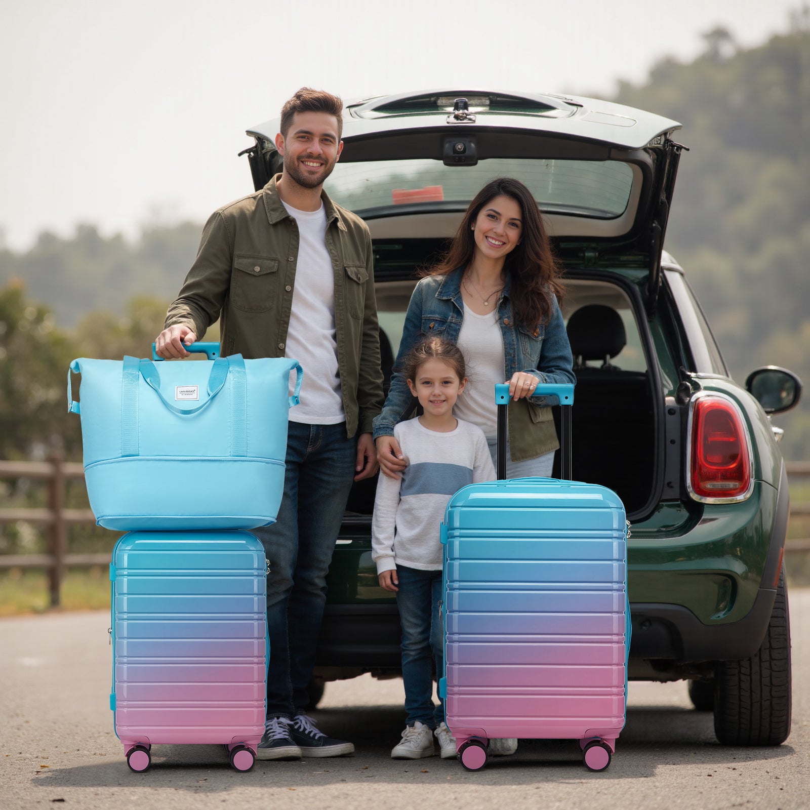 Luggage Sets 5 Piece Hardside Expandable with Spinner Wheels Candy Blue