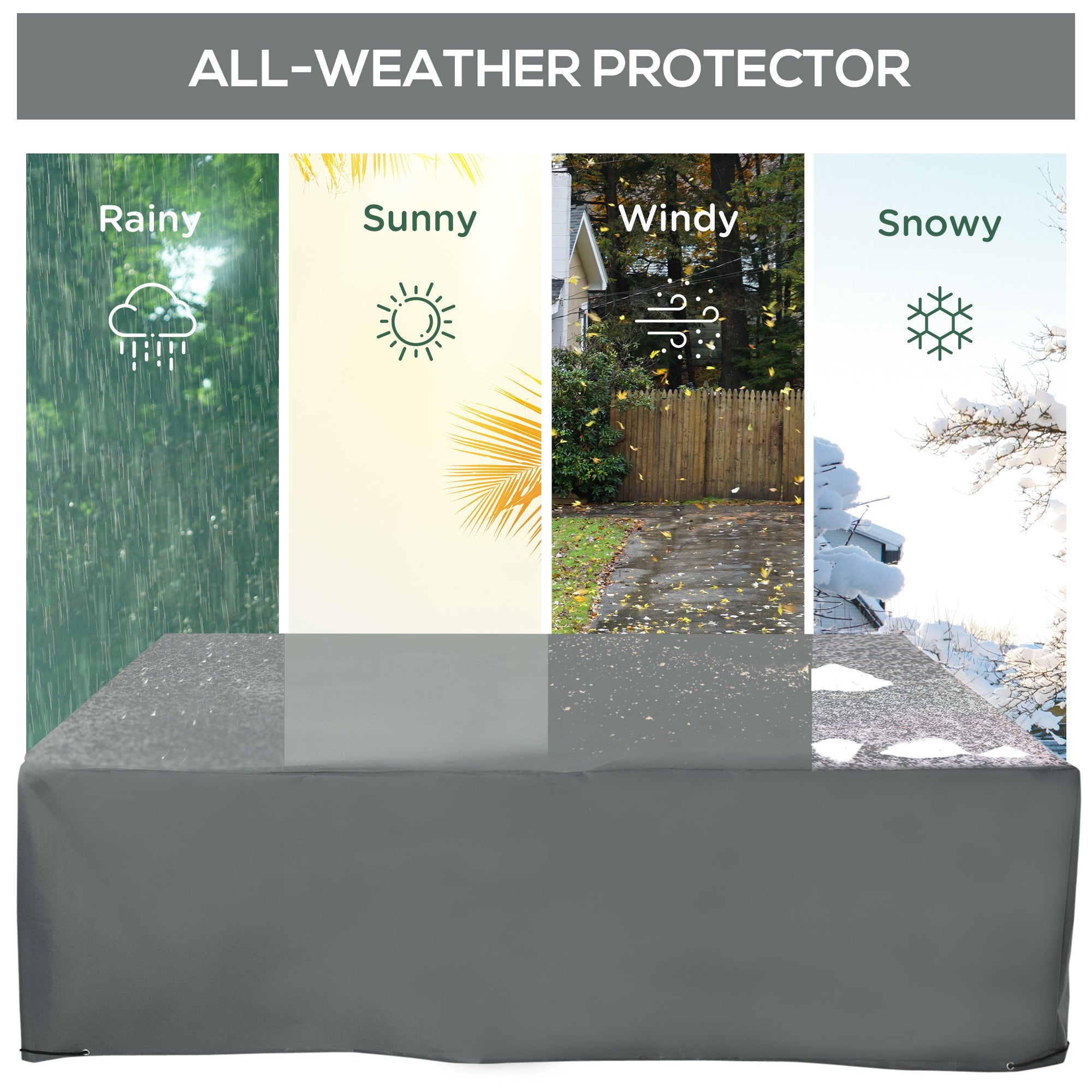 Garden Rattan Furniture Protective Cover Water UV Resistant Grey 205x192cm