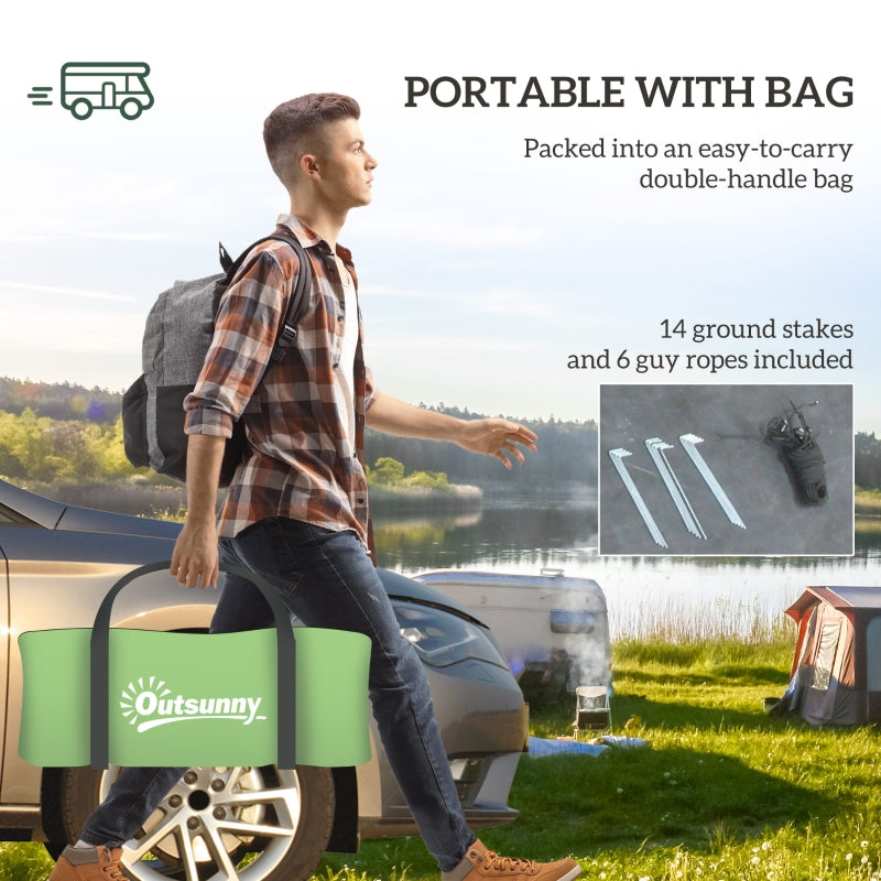 Four Man Duo Room Tunnel Tent, Accessories Included - Green Polyester