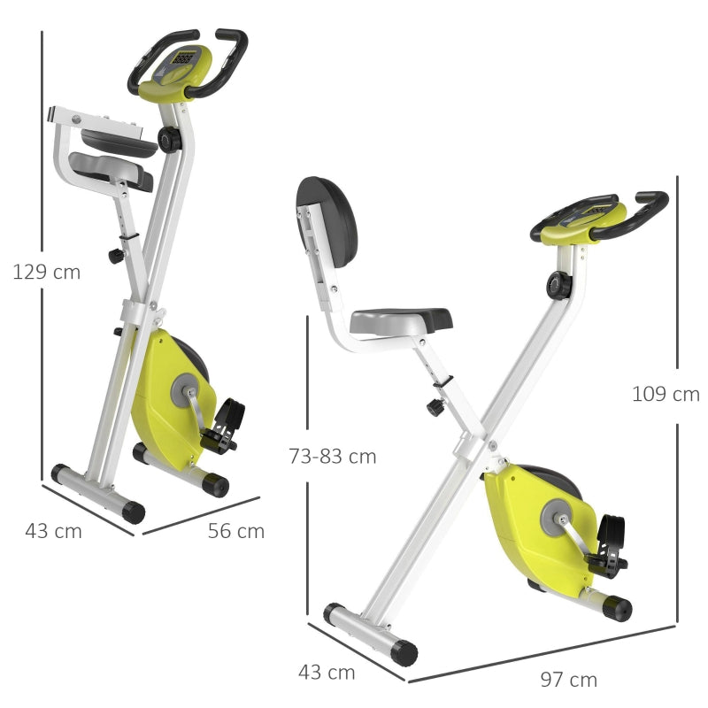 F-Bike Exercise Bike, 8-Level Magnetic Resistance, Height Adjustable, Steel, Yellow/White