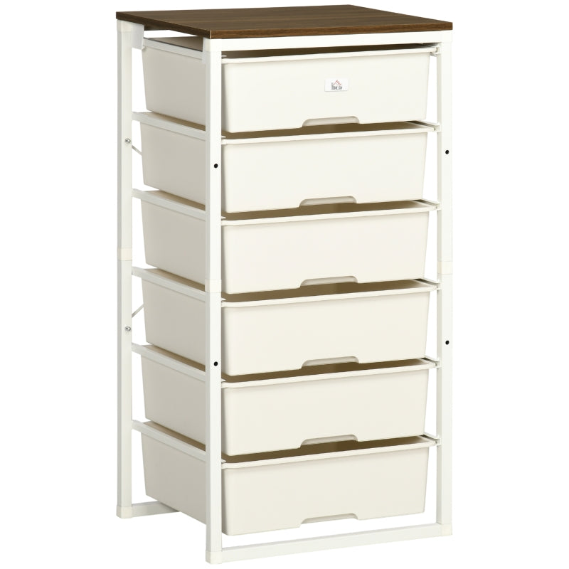 Bedroom Chest of Drawers, 6-Drawer Dresser Tall Storage, White