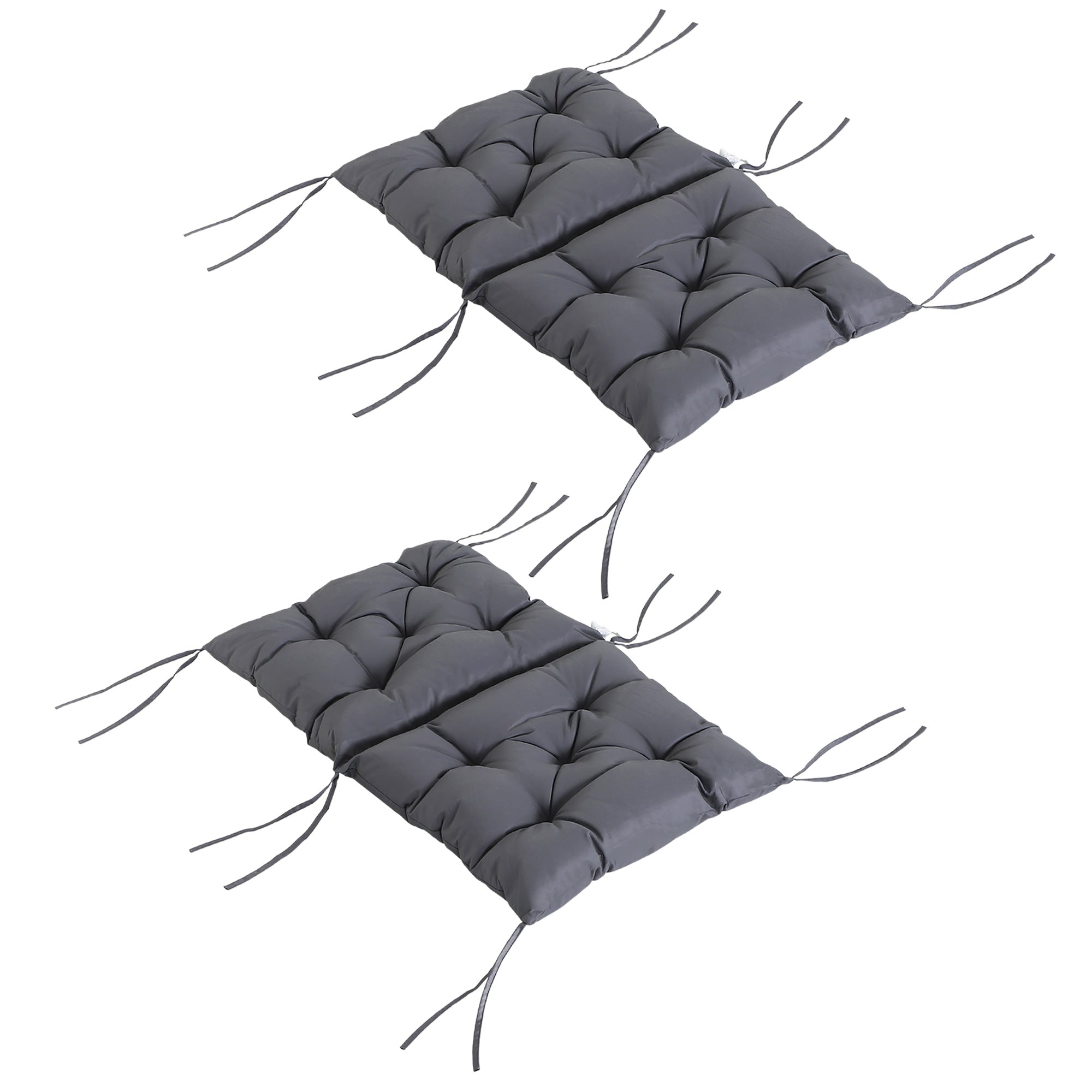 Set of 2 cushions for low-back chair, seat, and garden, grey