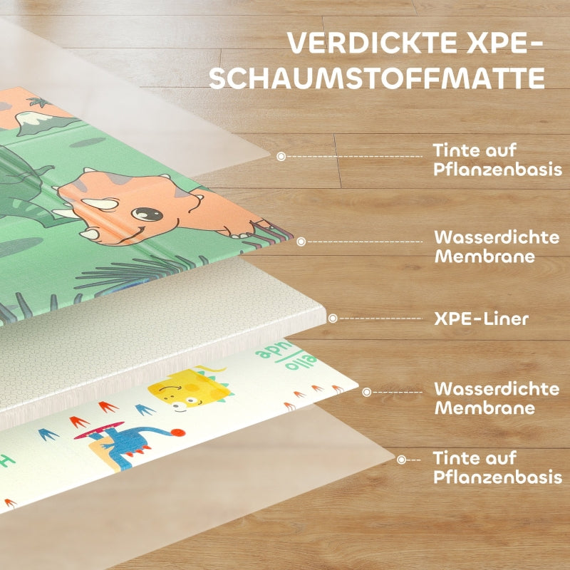 Baby Play Mat, Foldable Double-Sided Crawling, Multi-Coloured