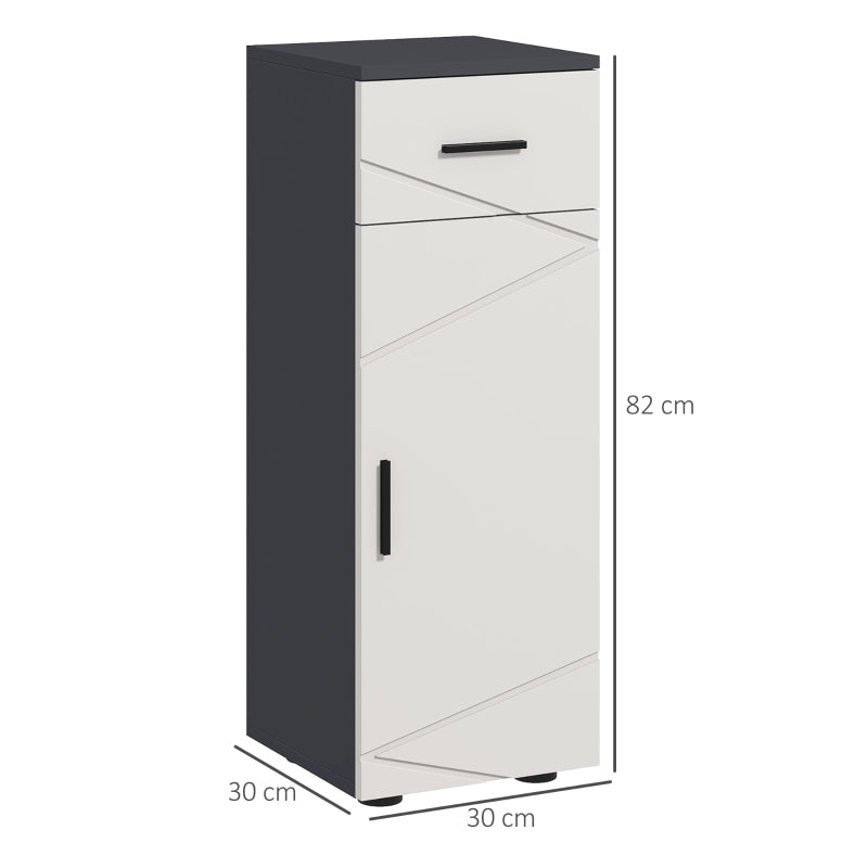 kleankin Bathroom Cabinet with Drawer, Adjustable Shelves, Gray