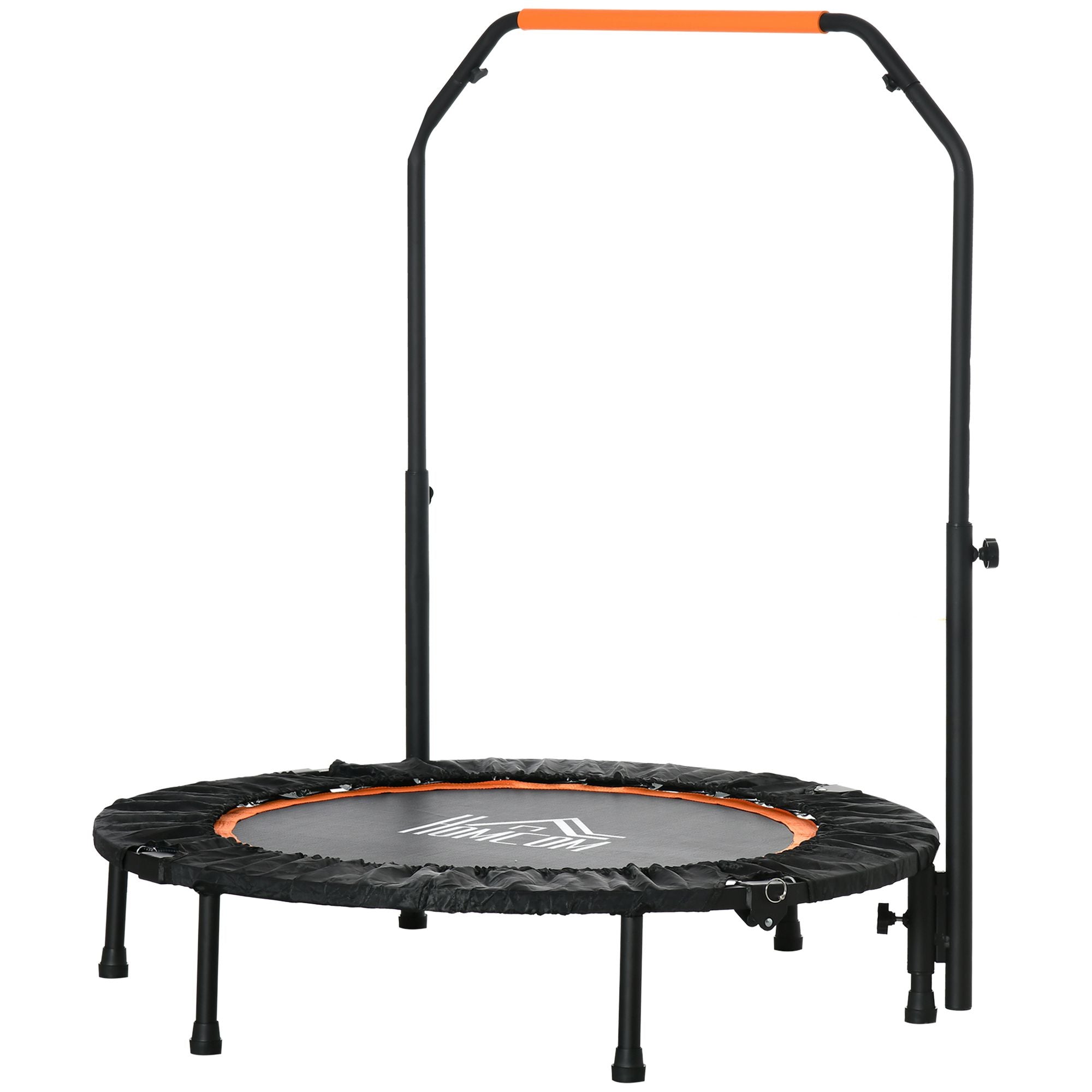 102 cm Fitness Trampoline, Foldable Mini with Adjustable Handlebar, Black