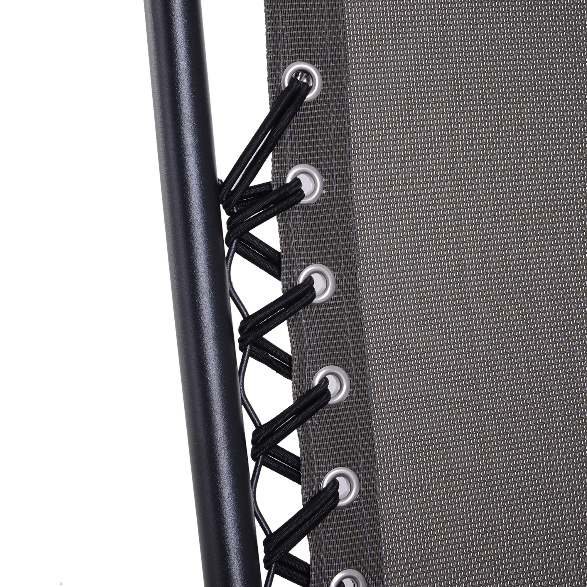 Folding Zero Gravity Chairs with Cup Holders, Reclining, Dark Grey