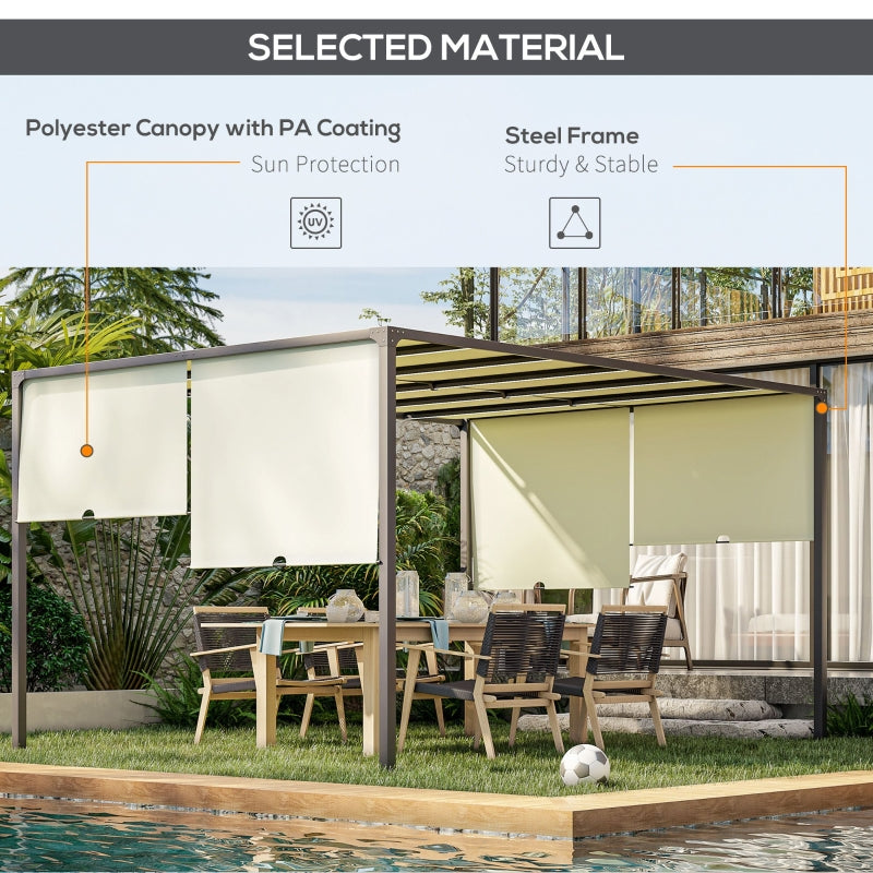 3 x 4m Outdoor Pergola, Garden Canopy Shade, Cream White