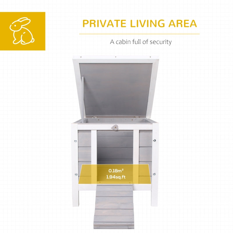 Wooden Rabbit Hutch Outdoor, Small Animal House, Grey