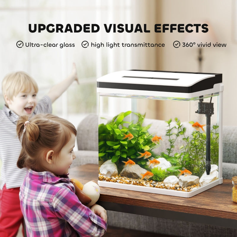 Aquarium Fish Tank, 28L with Filter and LED Lighting, Glass