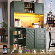 Sideboard with LED Lighting and Drink Holders, Green and White