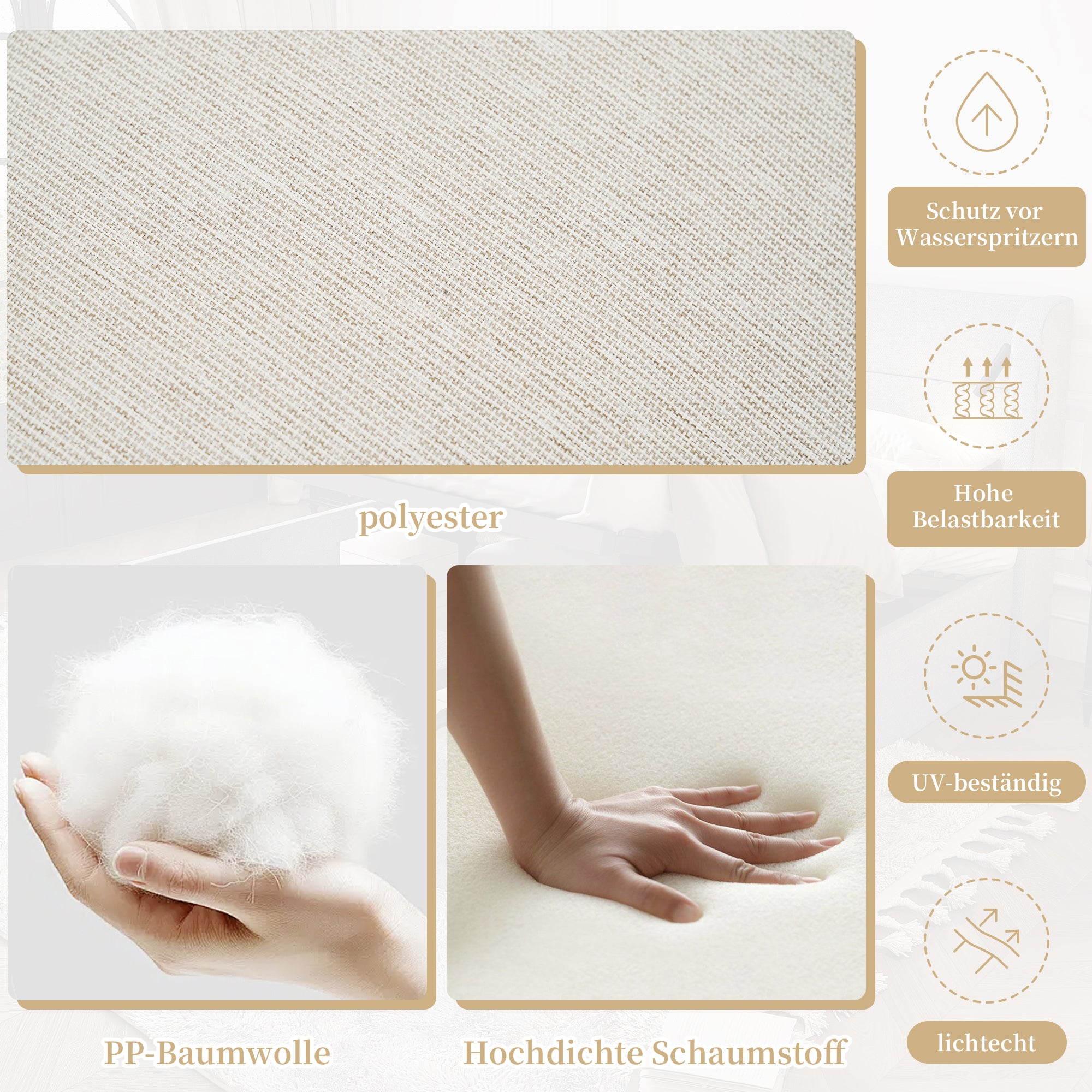 Garden Dining Set for 4 People with 1 Table and 4 Chairs, Woven Rope Design, Khaki and Beige