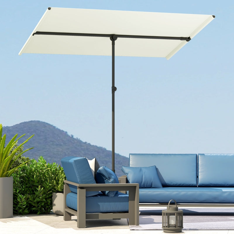 Parasol, 180° Rotatable Height Adjustable Garden Umbrella, Beige