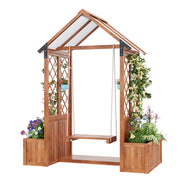 Planter with Trellis and Sunroof, Brown Solid Wood