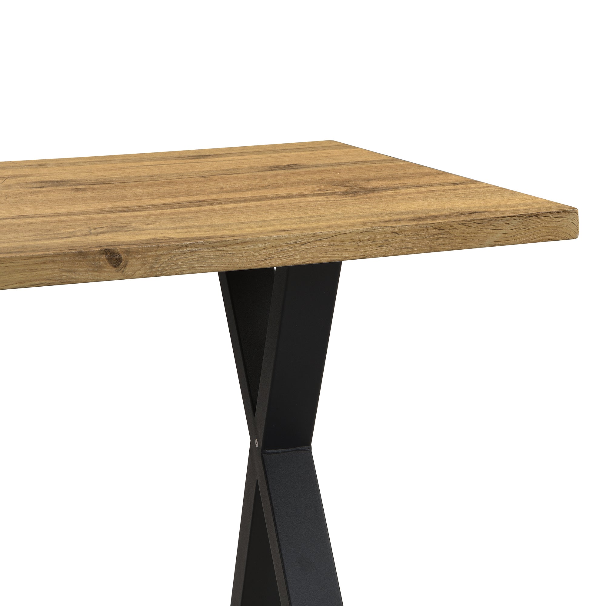 Dining Table Rectangular Crossed Legs 140x80x76cm - Oak/Black