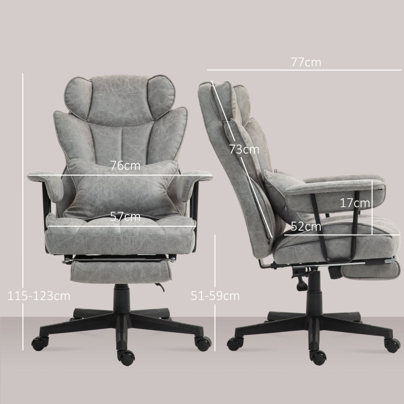 Executive Office Chair, Ergonomic Desk Chair with Foot Rest, Lumbar Support, Reclining Function, Grey