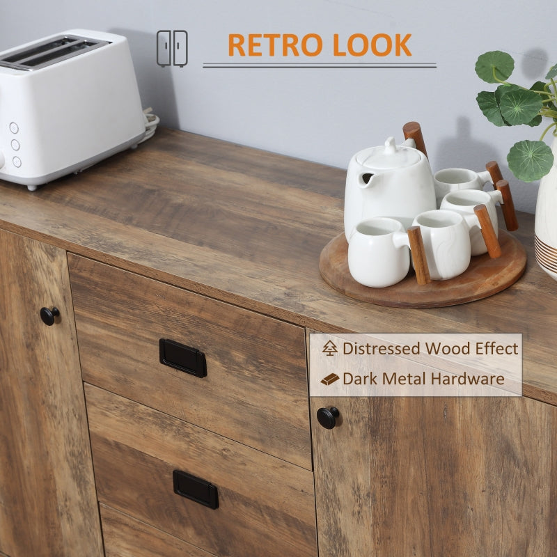 Sideboard Retro 2 Cabinets 3 Drawers Mango Wood-Effect