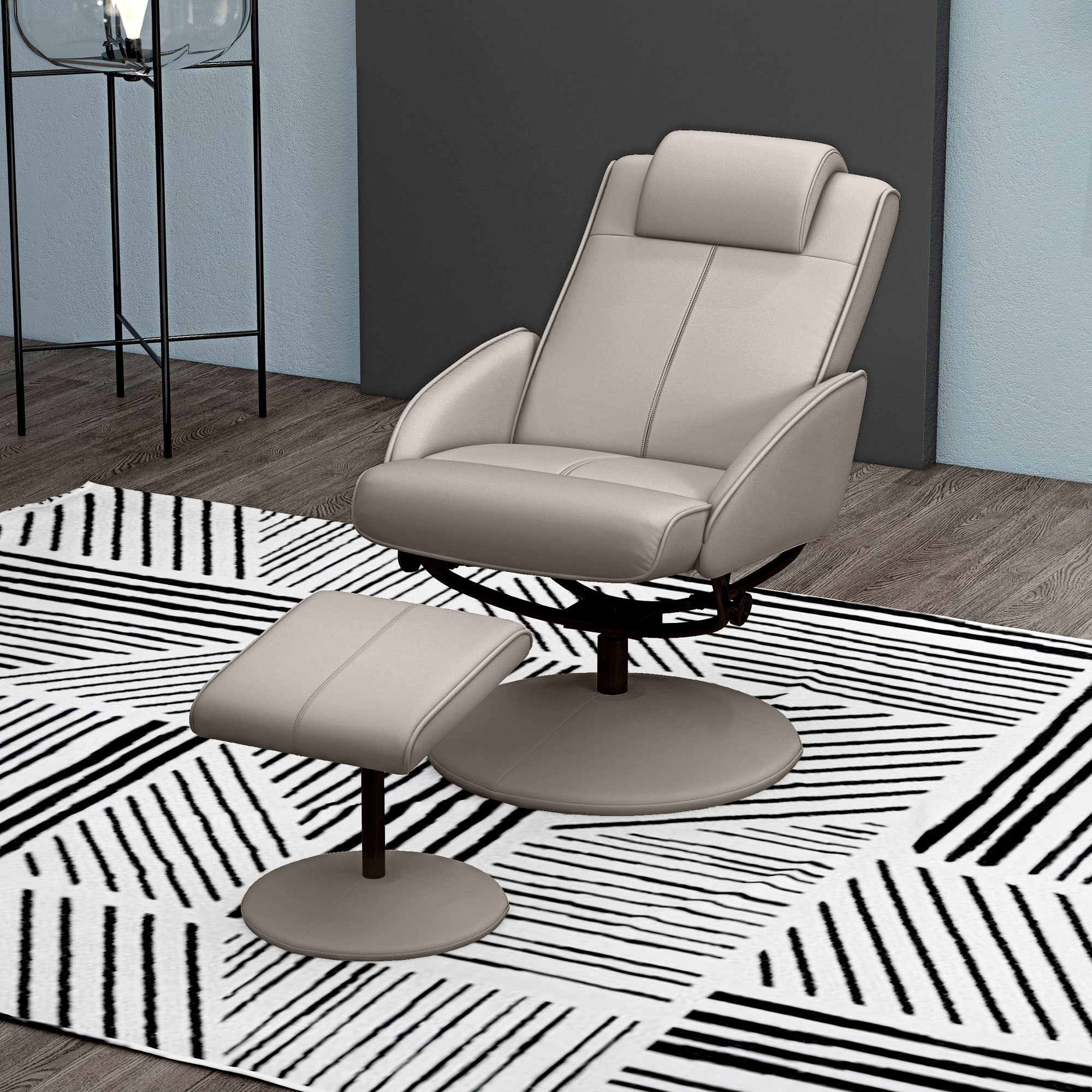 Reclining TV Armchair, 360° Swivel with Footrest, Grey