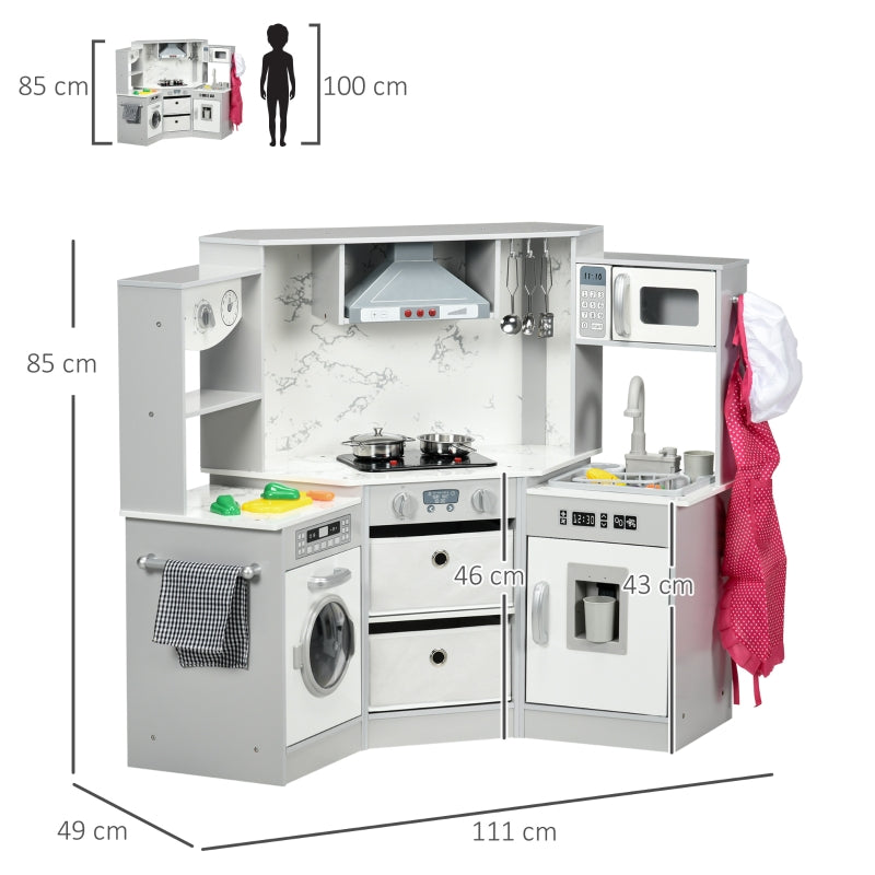 Toy Kitchen with Running Water, Lights, Sounds, Grey