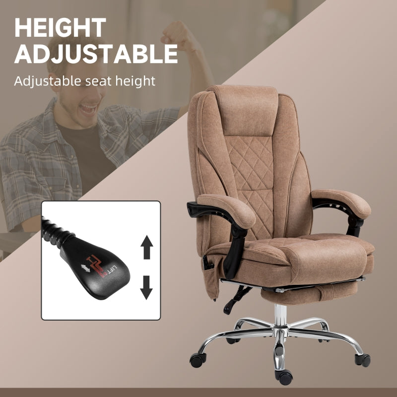Massage Office Chair, Heated Reclining with Adjustable Height, Brown