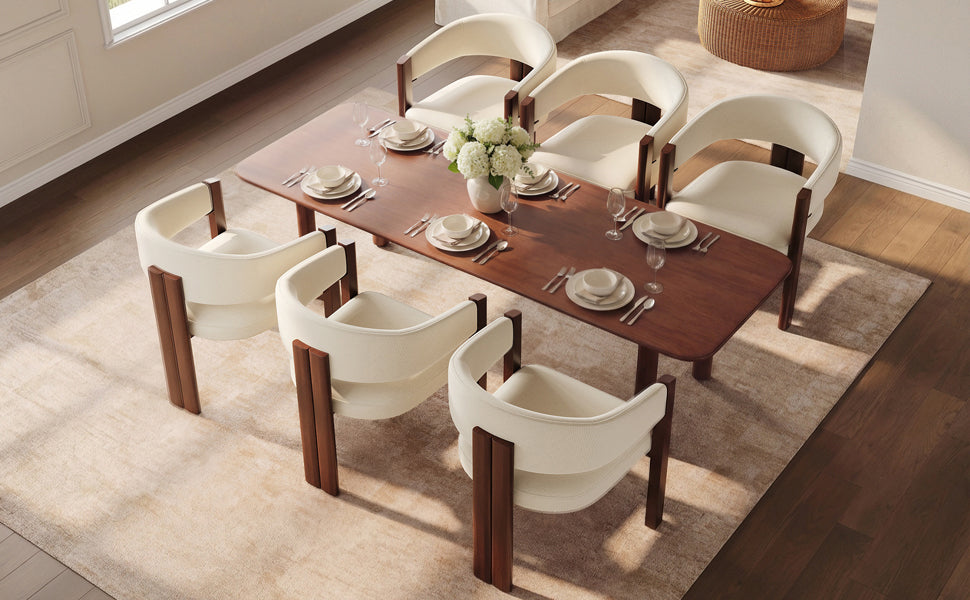 Ergonomic Dining Chair, Set of 6 with Thick Padding and Adjustable Feet, Wood Look Iron Legs