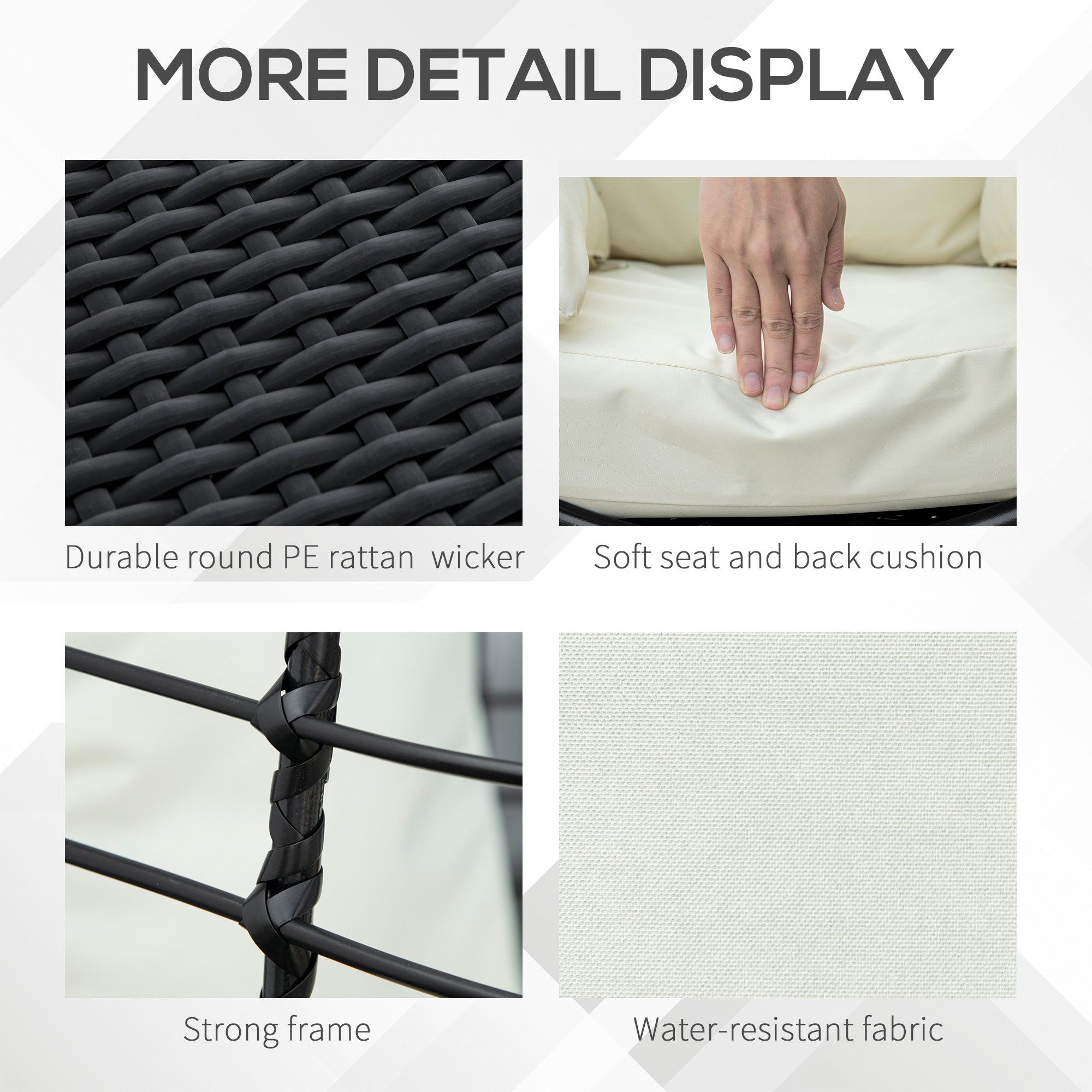 360° Swivel Egg Chair Rattan Garden Patio Chair with Cushion Black