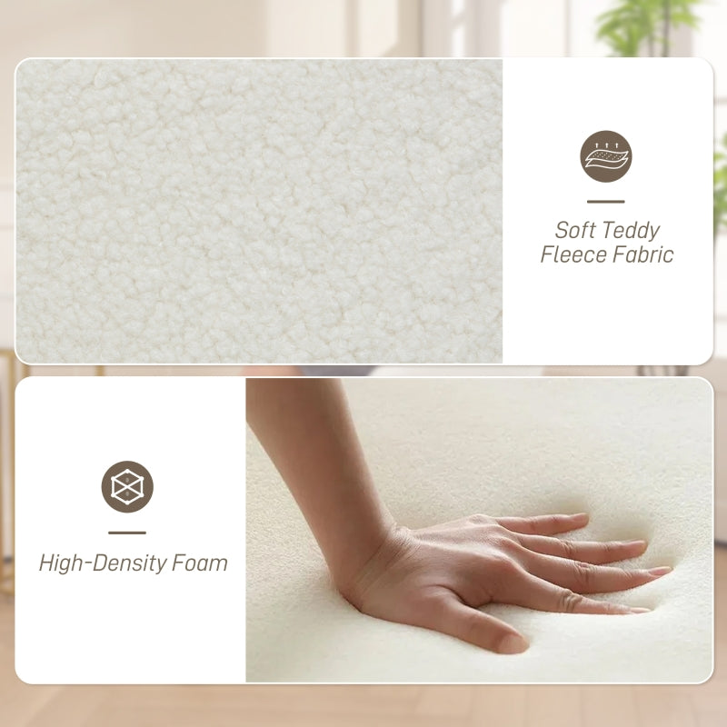 360 Degree Swivel Accent Chair Upholstered Tufted Steel Legs Teddy Fleece White