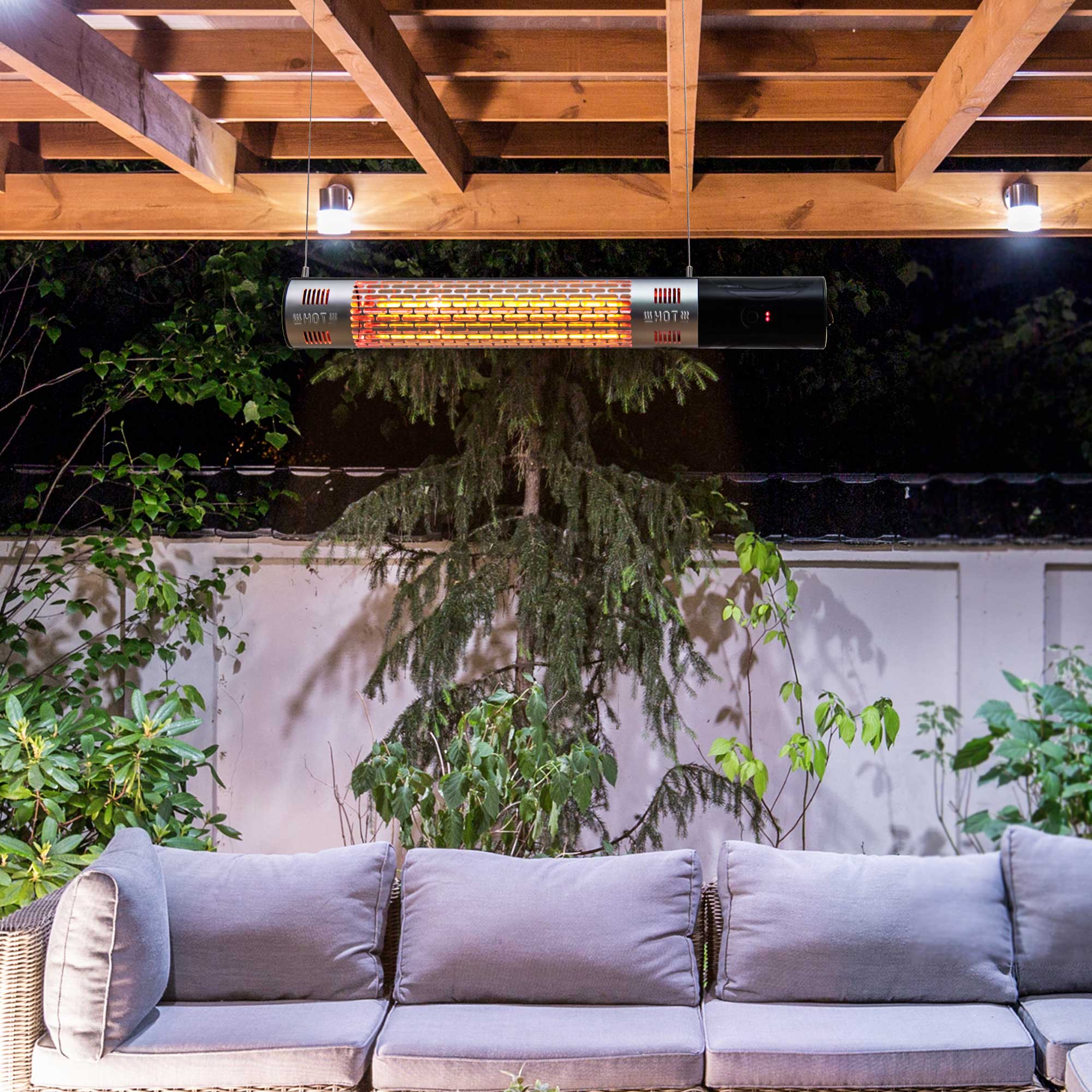 Outdoor Patio Garden Warmer, 1500W Wall Mounted Electric Infrared Halogen Heater with Remote Control, Black