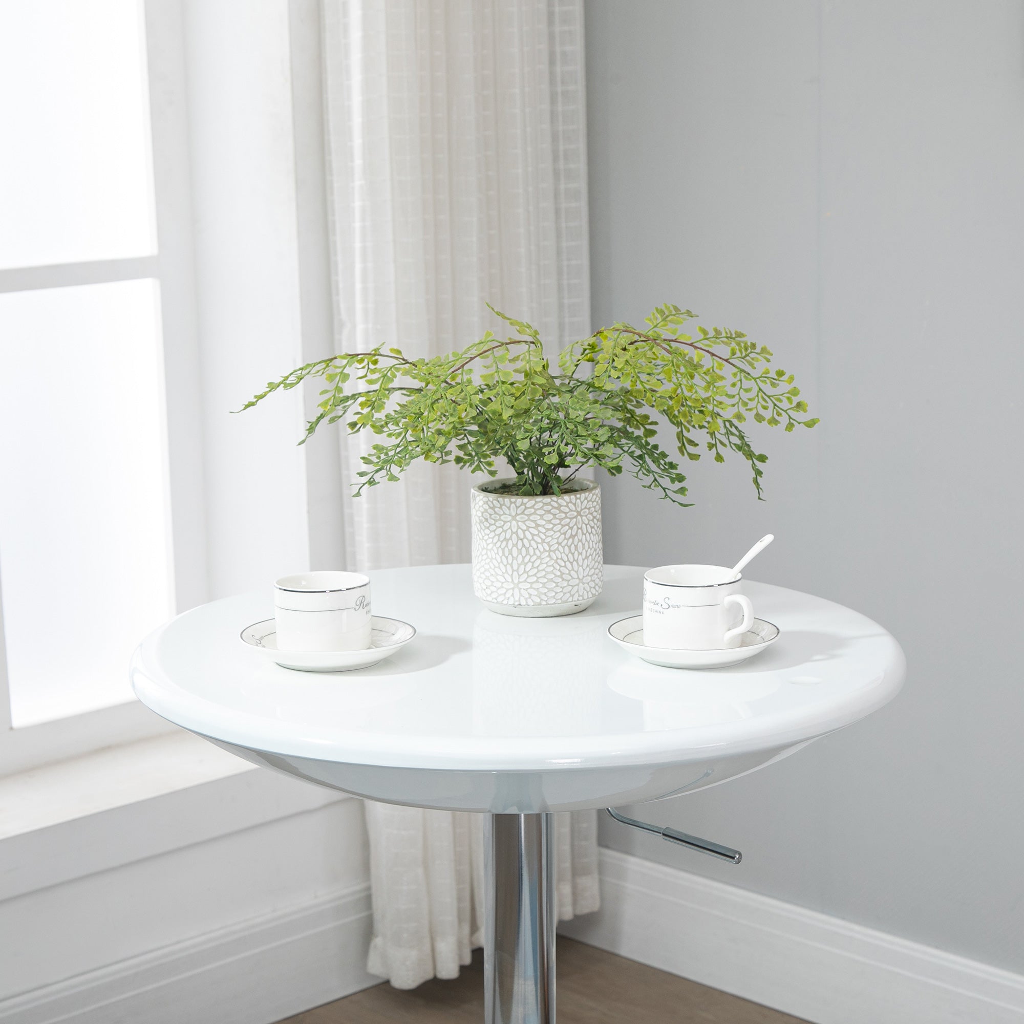 Bar Table, Height Adjustable, Metal ABS, White