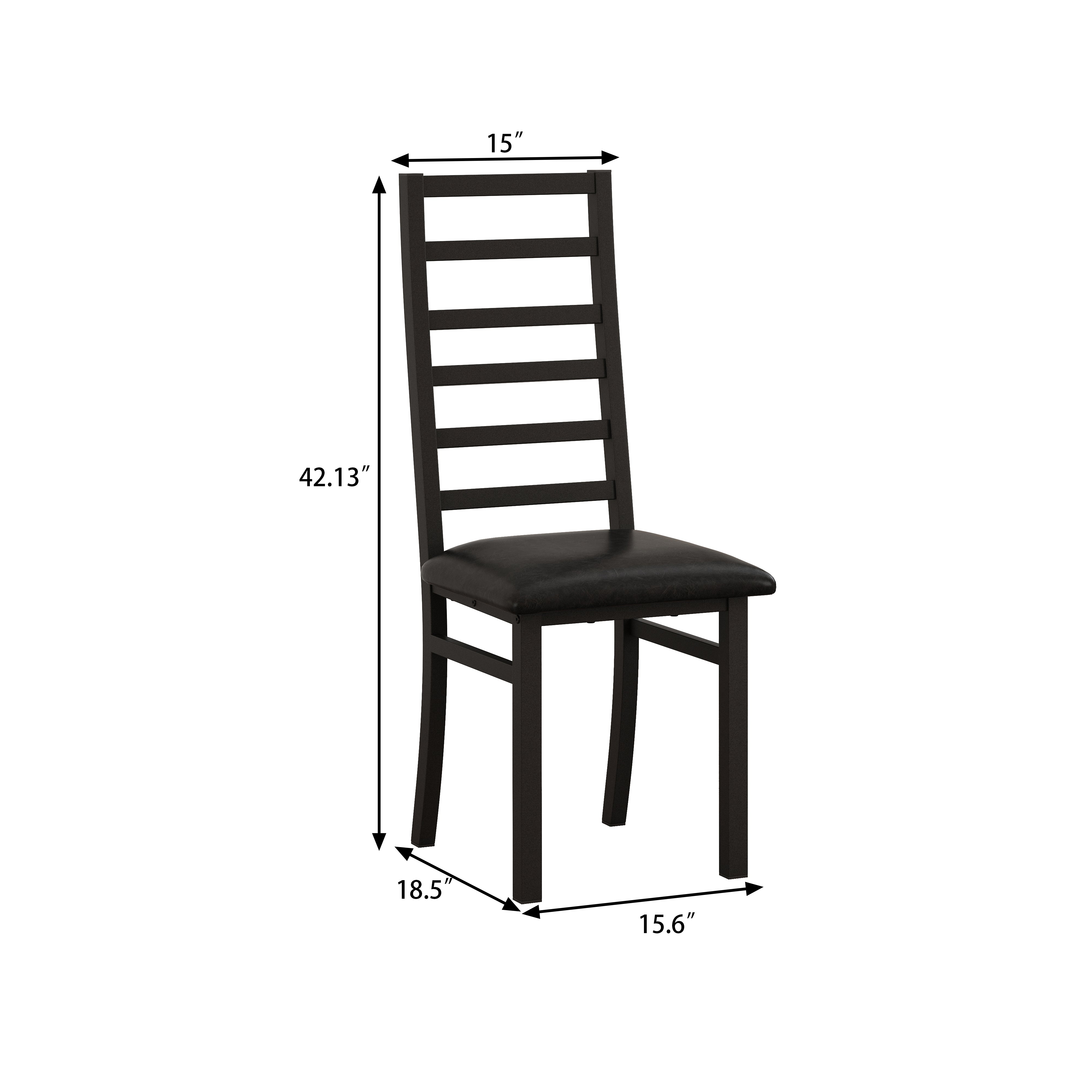 Metal Dining Chairs (2 pcs), High Back Armless, Steel Legs, PU Leather, Black